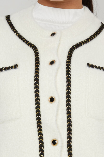 Women's Angora Vest Button Detail Ecru - 30755 | KAZEE - Thumbnail