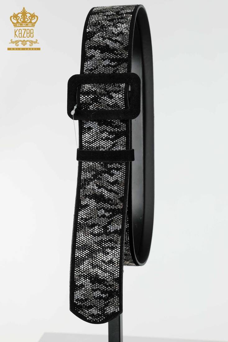 Women's Belt Stone Embroidered Black - 507 | KAZEE