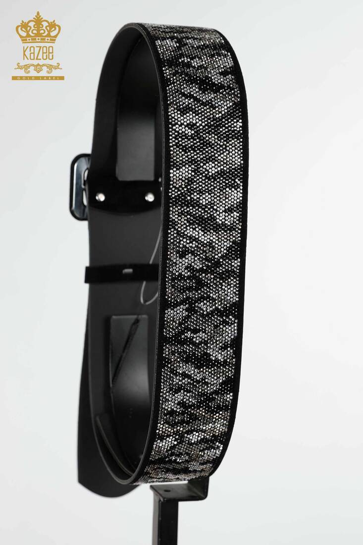 Women's Belt Stone Embroidered Black - 507 | KAZEE