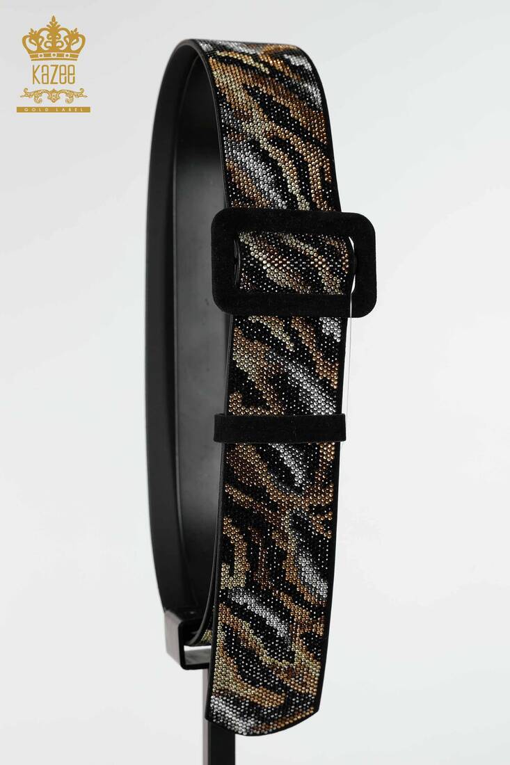 Women's Belt Stone Embroidered Black - 533 | KAZEE