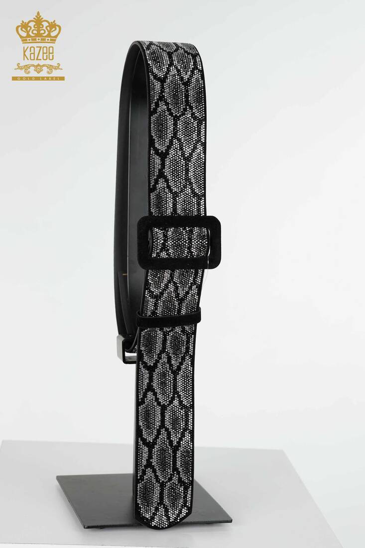 Women's Belt Stone Embroidered Black - 537 | KAZEE