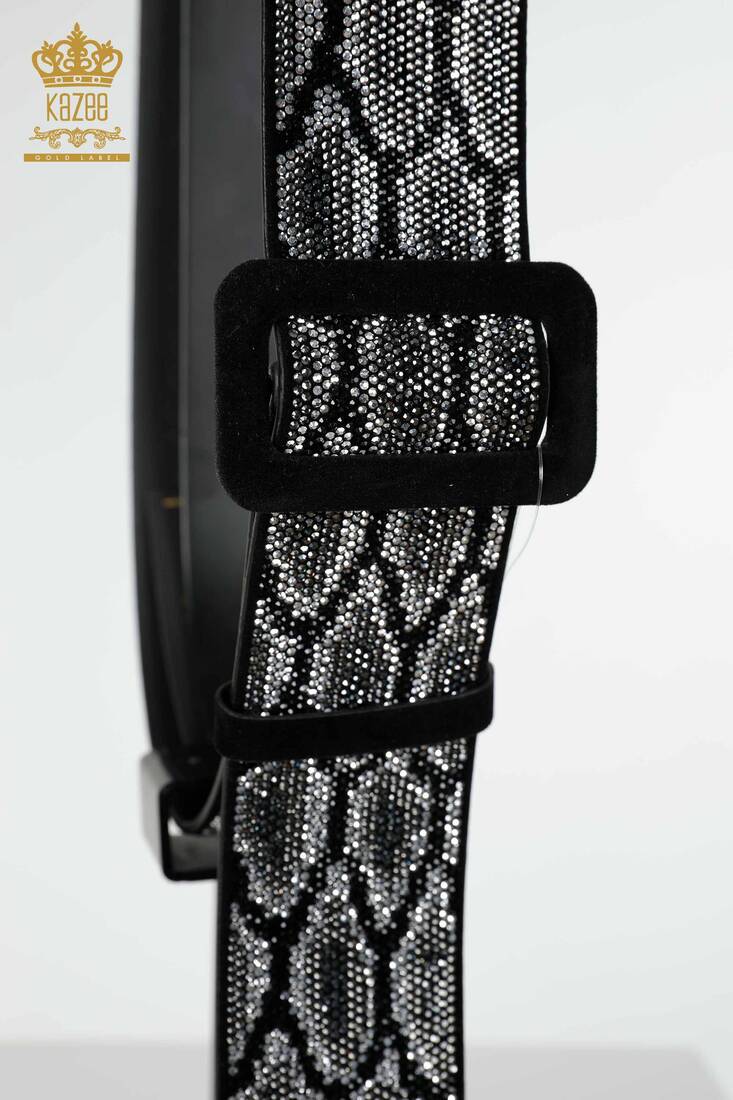 Women's Belt Stone Embroidered Black - 537 | KAZEE