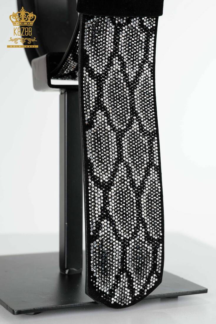 Women's Belt Stone Embroidered Black - 537 | KAZEE