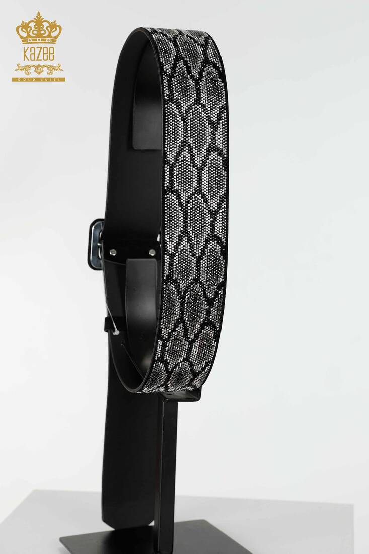 Women's Belt Stone Embroidered Black - 537 | KAZEE