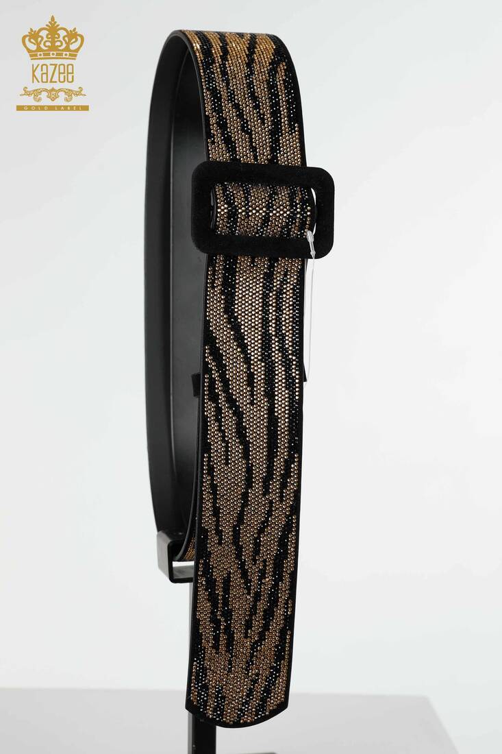 Women's Belt Stone Embroidered Black - 538 | KAZEE