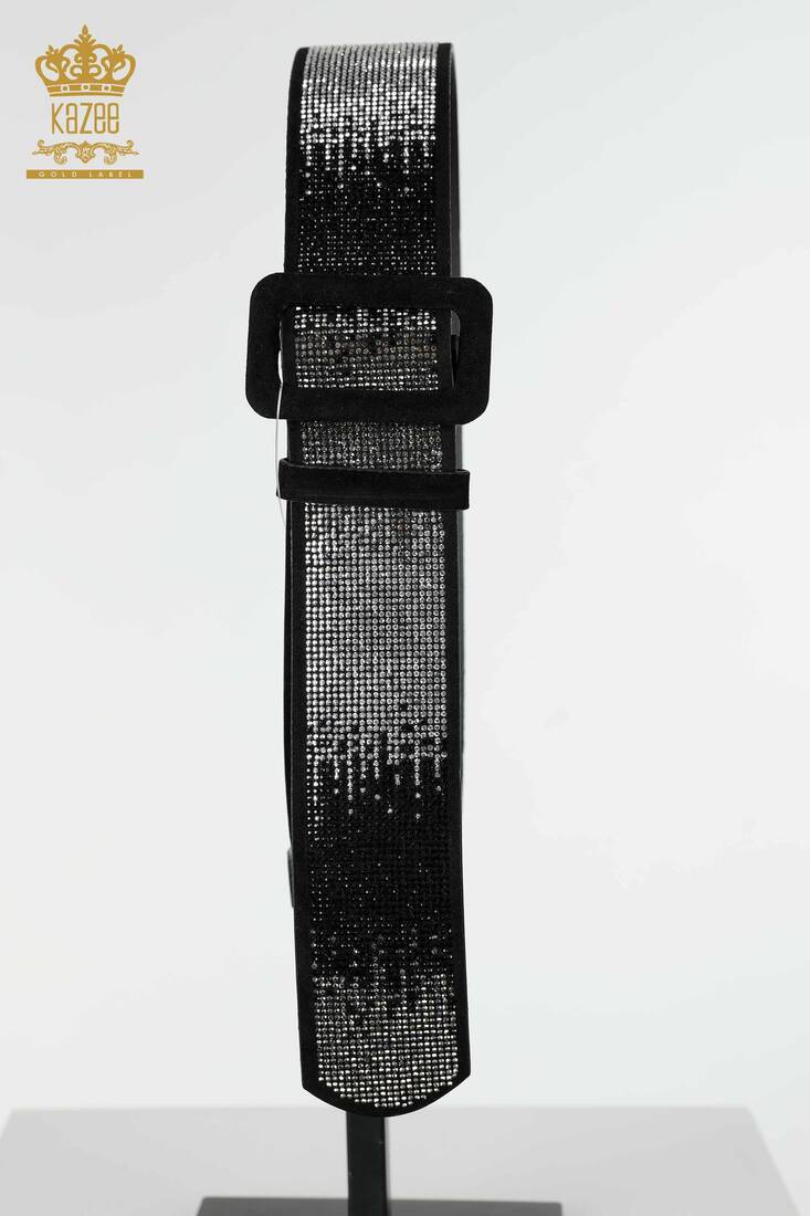 Women's Belt Stone Embroidered Black-White - 508 | KAZEE