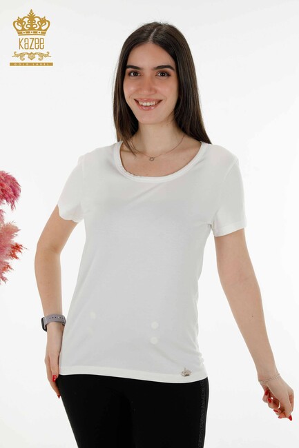 Women's Blouse Basic Ecru - 79177 | KAZEE - Thumbnail