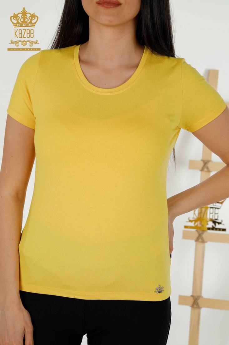 Women's Blouse Basic Yellow - 79287 | KAZEE