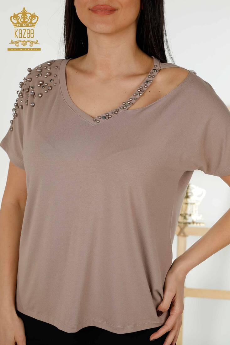 Women's Blouse Beaded Mink - 79200 | KAZEE