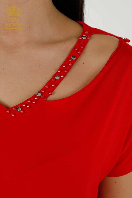 Women's Blouse Beaded Red - 79200 | KAZEE - Thumbnail