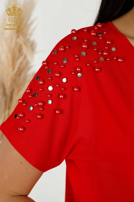 Women's Blouse Beaded Red - 79200 | KAZEE - Thumbnail