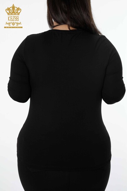 Women's Blouse Crew Neck Black - 79024 | KAZEE - Thumbnail