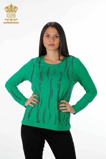 Women's Blouse Crew Neck Green - 79024 | KAZEE - Thumbnail