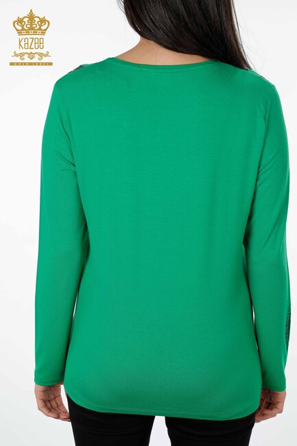 Women's Blouse Crew Neck Green - 79024 | KAZEE - Thumbnail