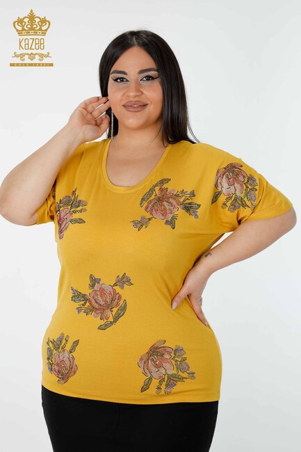 Women's Blouse Crew Neck Saffron - 78937 | KAZEE - Thumbnail