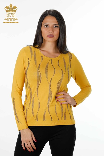 Women's Blouse Crew Neck Saffron - 79024 | KAZEE - Thumbnail