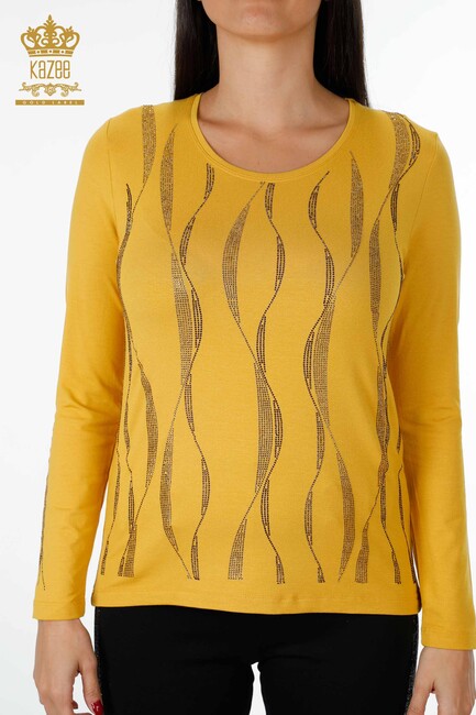 Women's Blouse Crew Neck Saffron - 79024 | KAZEE - Thumbnail