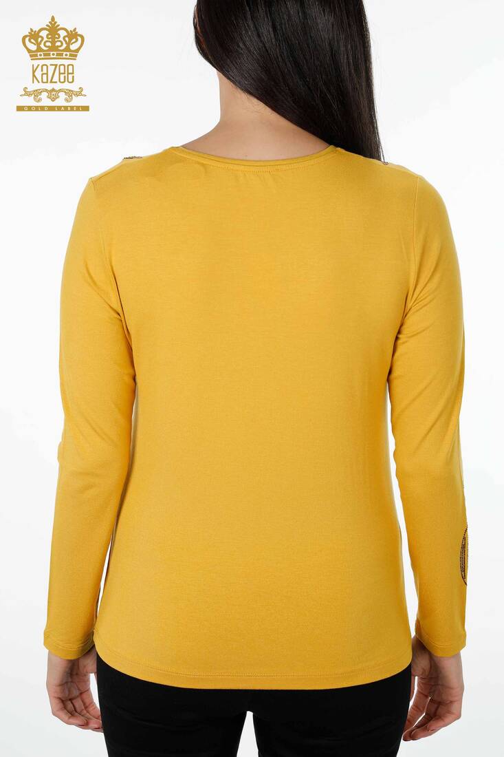 Women's Blouse Crew Neck Saffron - 79024 | KAZEE