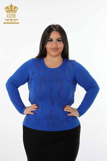 Women's Blouse Crew Neck Saks - 79024 | KAZEE - Thumbnail