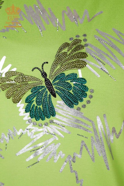 Women's Blouse Butterfly Detail Pistachio Green - 78926 | KAZEE - Thumbnail