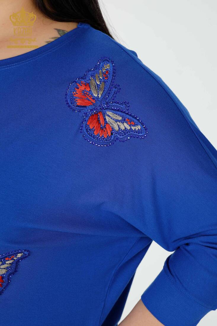 Women's Blouse Butterfly Patterned Saks - 77901 | KAZEE