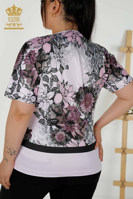 Women's Blouse Butterfly Print Pink - 12026 | KAZEE - Thumbnail