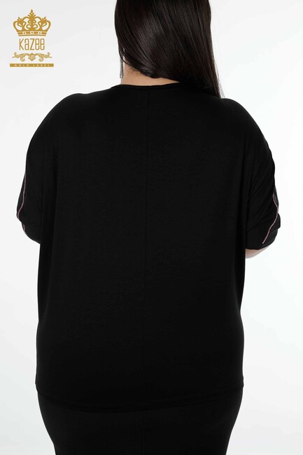 Women's Blouse Colored Stone Black - 78864 | KAZEE - Thumbnail