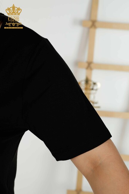 Women's Blouse Decollete Detail Black - 79311 | KAZEE - Thumbnail