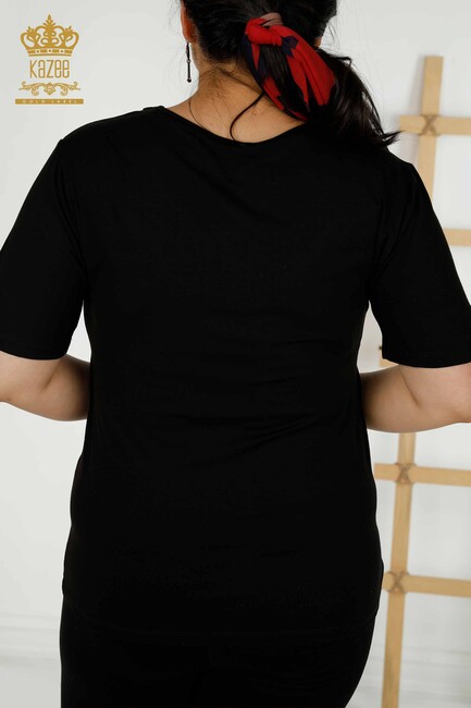 Women's Blouse Decollete Detail Black - 79311 | KAZEE - Thumbnail