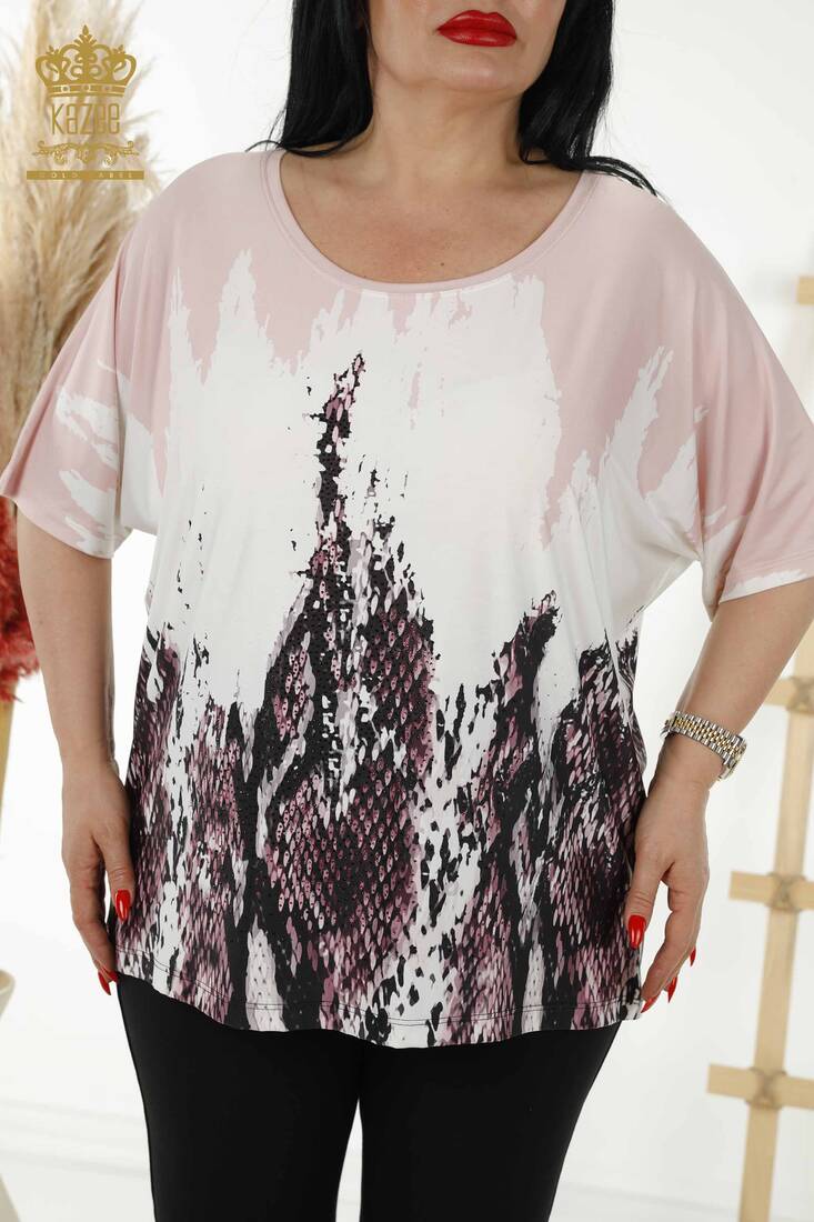 Women's Blouse Digital Printed Powder-Plum - 77778 | KAZEE