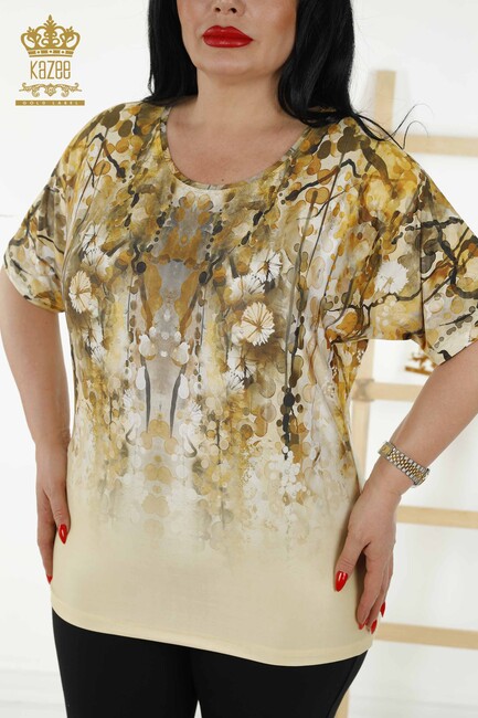 Women's Blouse Digital Printed Saffron - 77894 | KAZEE - Thumbnail