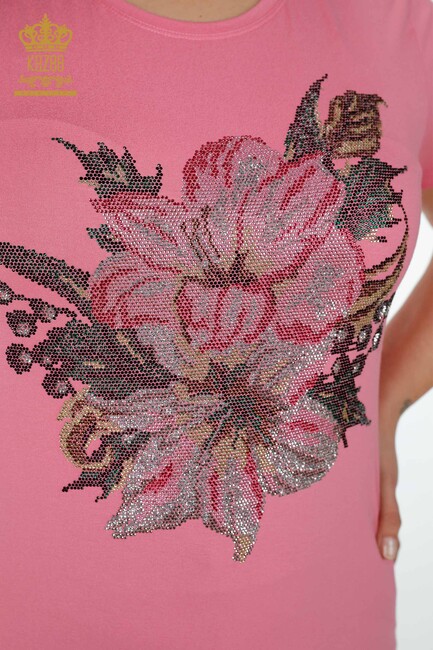 Women's Blouse Floral Embroidered Pink - 77959 | KAZEE - Thumbnail