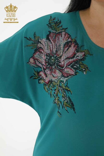 Women's Blouse Floral Pattern Green - 79089 | KAZEE - Thumbnail