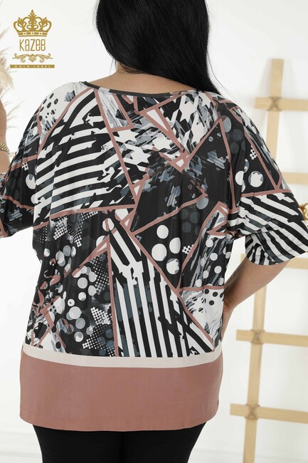 Women's Blouse Floral Pattern Mink - 12052 | KAZEE - Thumbnail