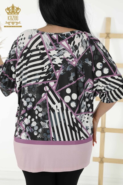 Women's Blouse Floral Pattern Pink - 12052 | KAZEE - Thumbnail