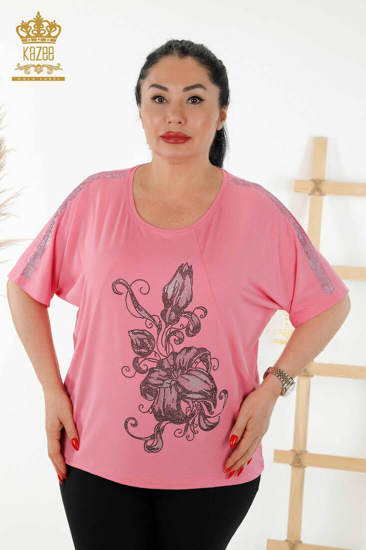 Women's Blouse Floral Pattern Pink - 79121 | KAZEE