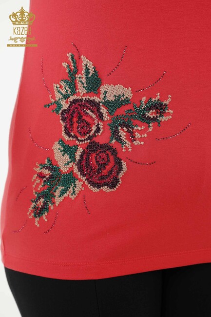 Women's Blouse Floral Pattern Pomegranate Blossom - 79046 | KAZEE - Thumbnail