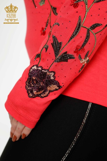 Women's Blouse With Rose Embroidery Pomegranate Blossom - 79044 | KAZEE - Thumbnail