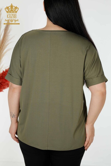 Women's Blouse Heart Pattern Khaki - 77711 | KAZEE - Thumbnail