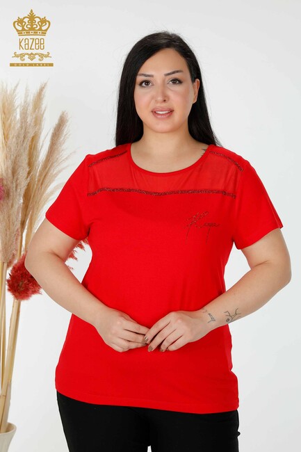 Women's Blouse Kazee Written Red - 78996 | KAZEE - Thumbnail