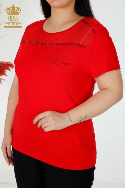 Women's Blouse Kazee Written Red - 78996 | KAZEE - Thumbnail