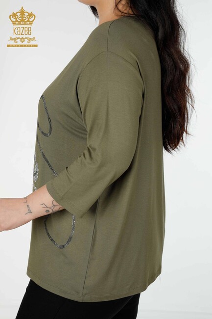 Women's Blouse Leaf Patterned Khaki - 78946 | KAZEE - Thumbnail