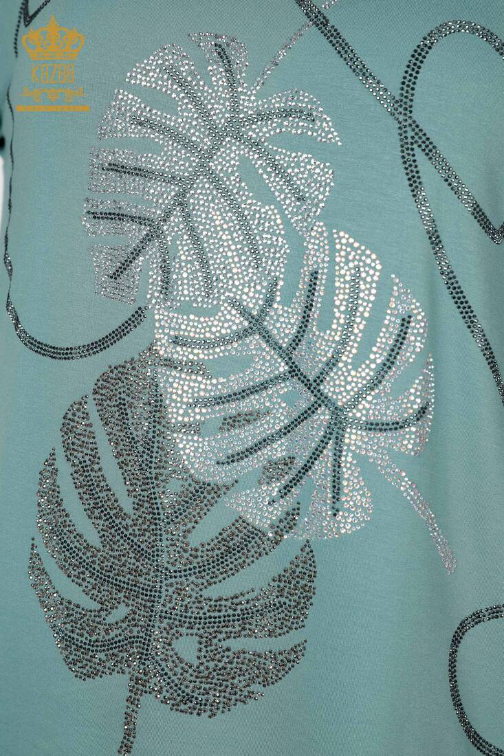 Women's Blouse Leaf Pattern Mint - 78946 | KAZEE