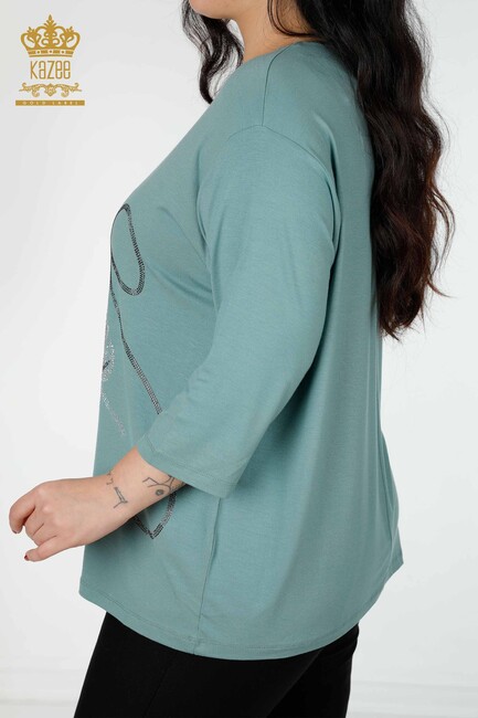 Women's Blouse Leaf Pattern Mint - 78946 | KAZEE - Thumbnail