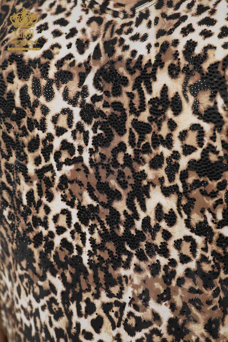 Women's Blouse Leopard Pattern Brown - 12035 | KAZEE