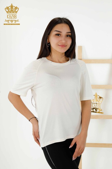 Women's Blouse Logo Ecru - 79219 | KAZEE - Thumbnail