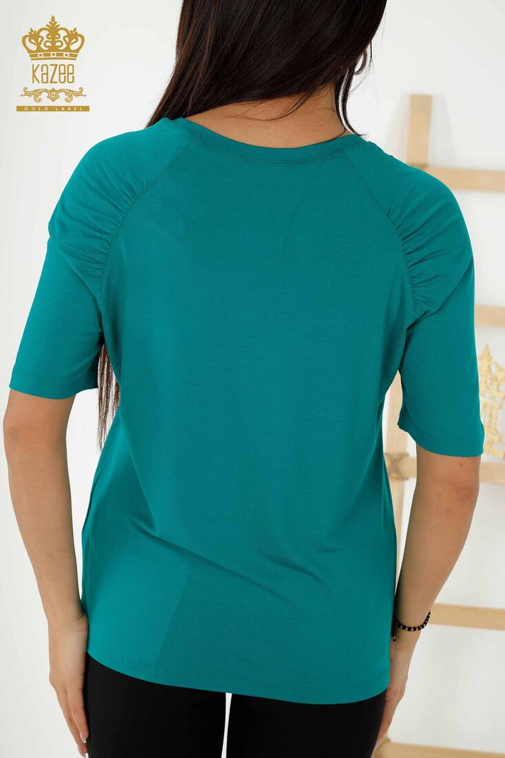 Women's Blouse Logo Green - 79219 | KAZEE