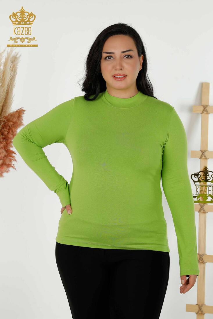 Women's Blouse Long Sleeve Pistachio Green - 79258 | KAZEE