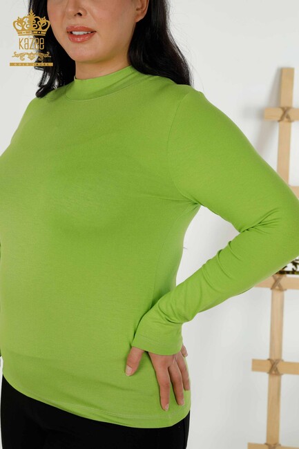 Women's Blouse Long Sleeve Pistachio Green - 79258 | KAZEE - Thumbnail