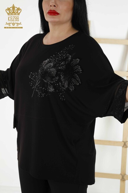 Women's Blouse Pocket Detailed Black - 79298 | KAZEE - Thumbnail